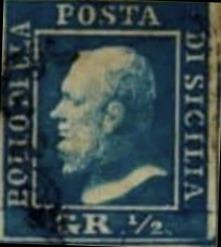 Italy- 1859 Sicilian color error- Most rare and valuable Ita