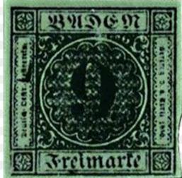 Germany- 1851 Green Baden Kruzer 9. Error of color, should b